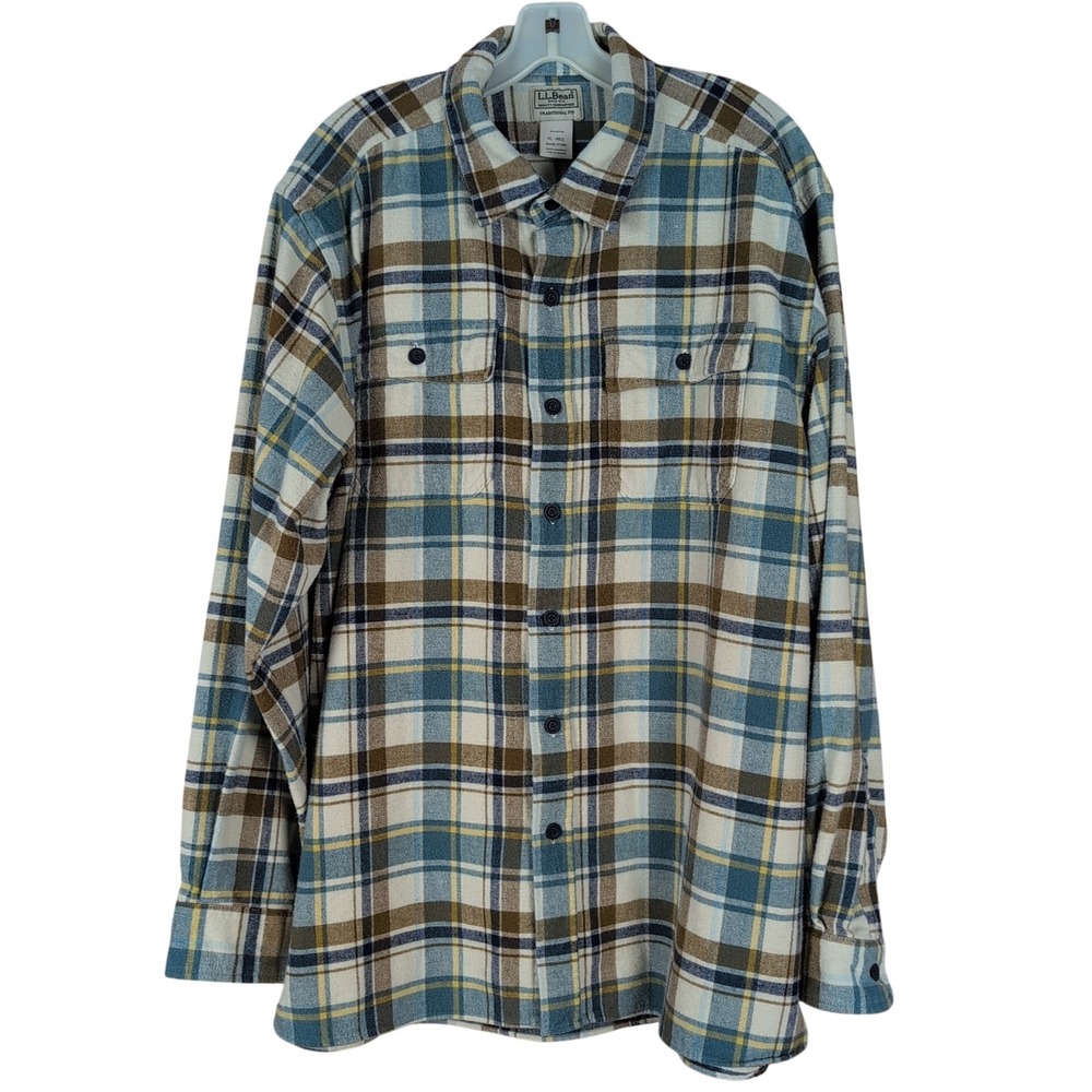 LL Bean Mens Plaid Flannel Shirt XL Traditional Fit 100% Cotton Cabincore Layers